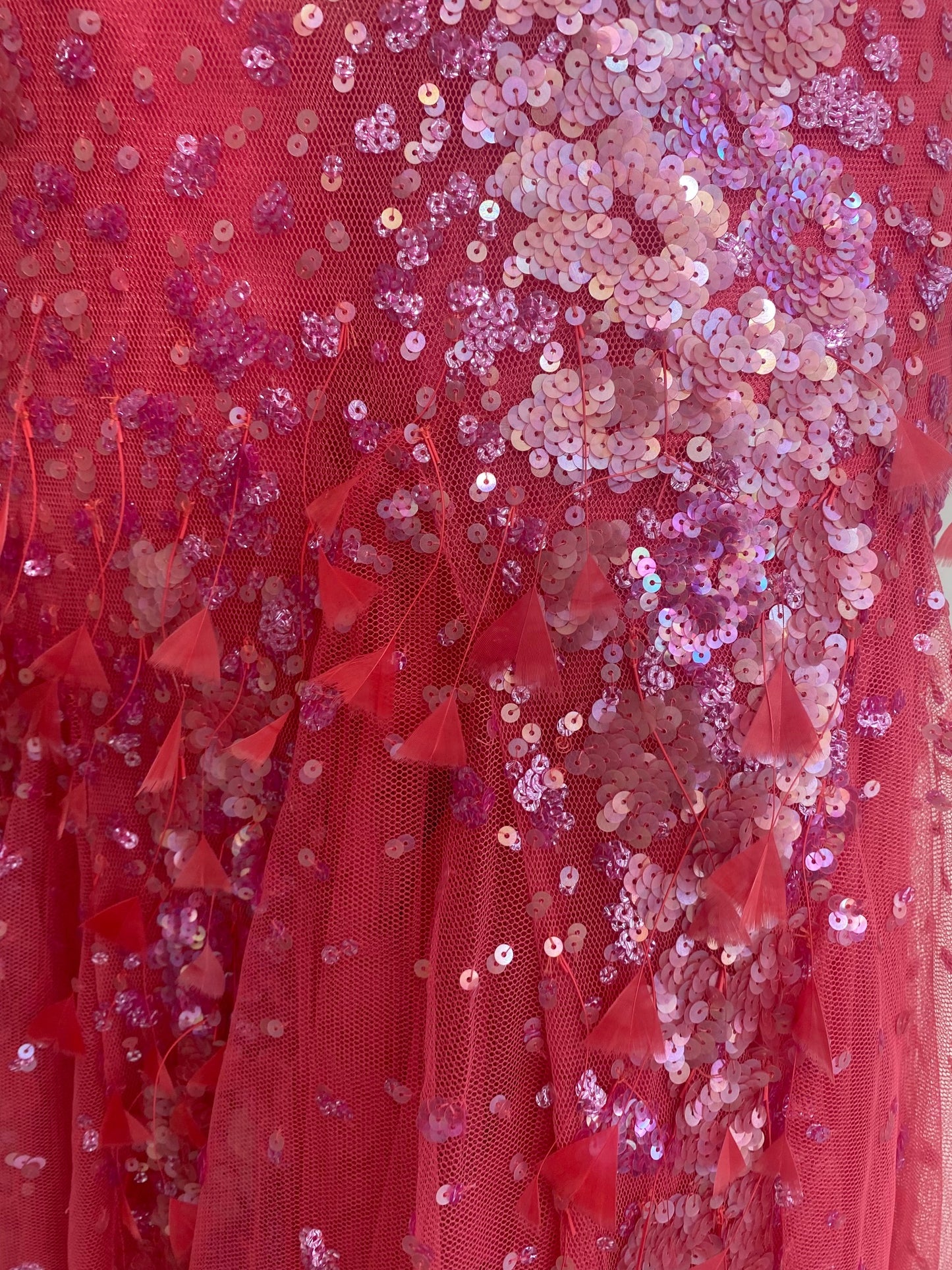 Peacock Feathers & Sequences Detailed Strapless Gown
