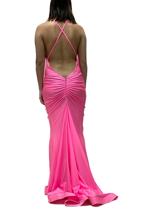 Cross Back Ruched Gown