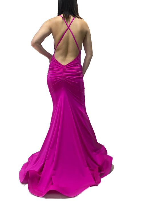 Cross Back Ruched Gown