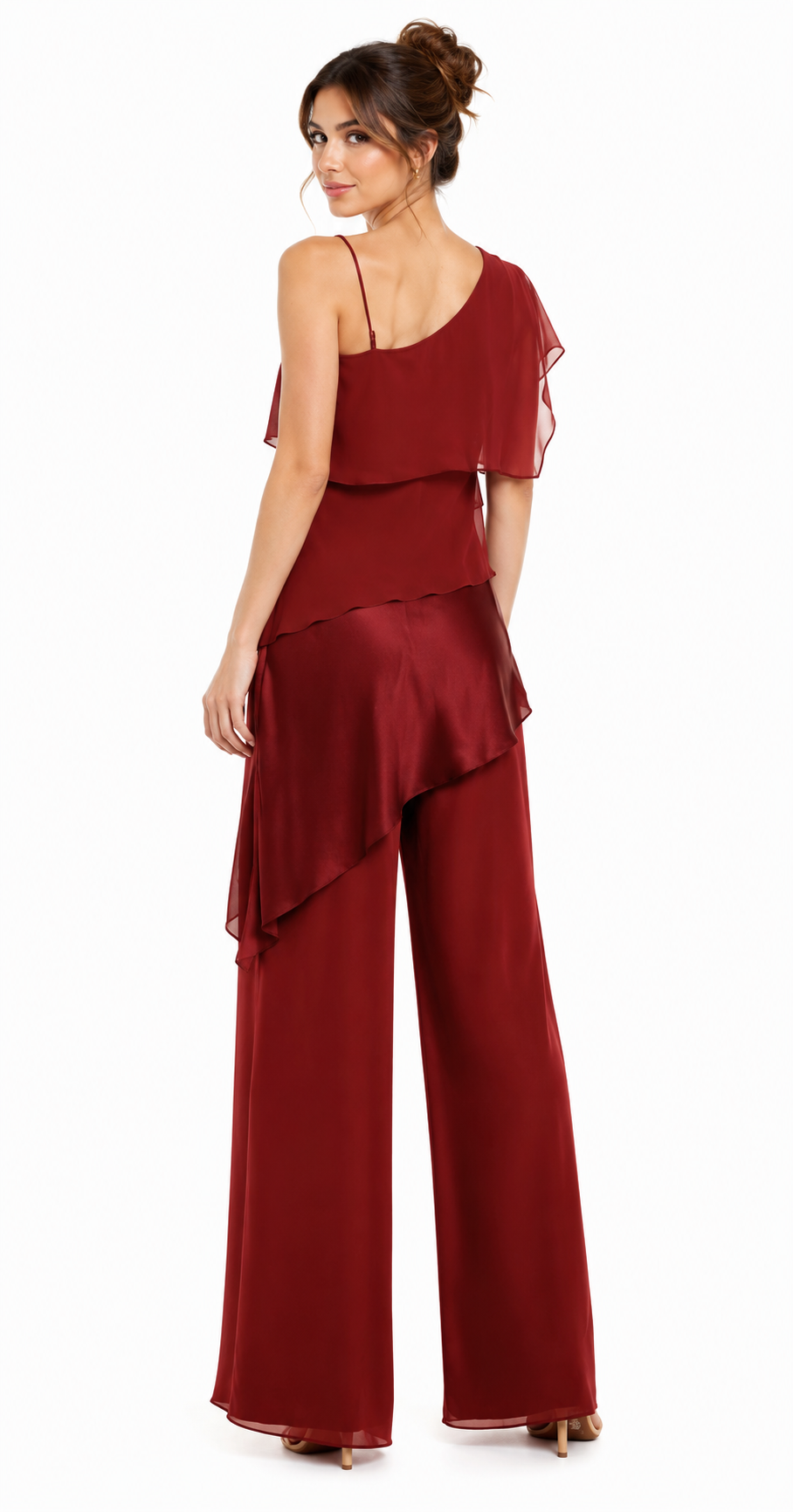 One Shoulder Silk Draped Set