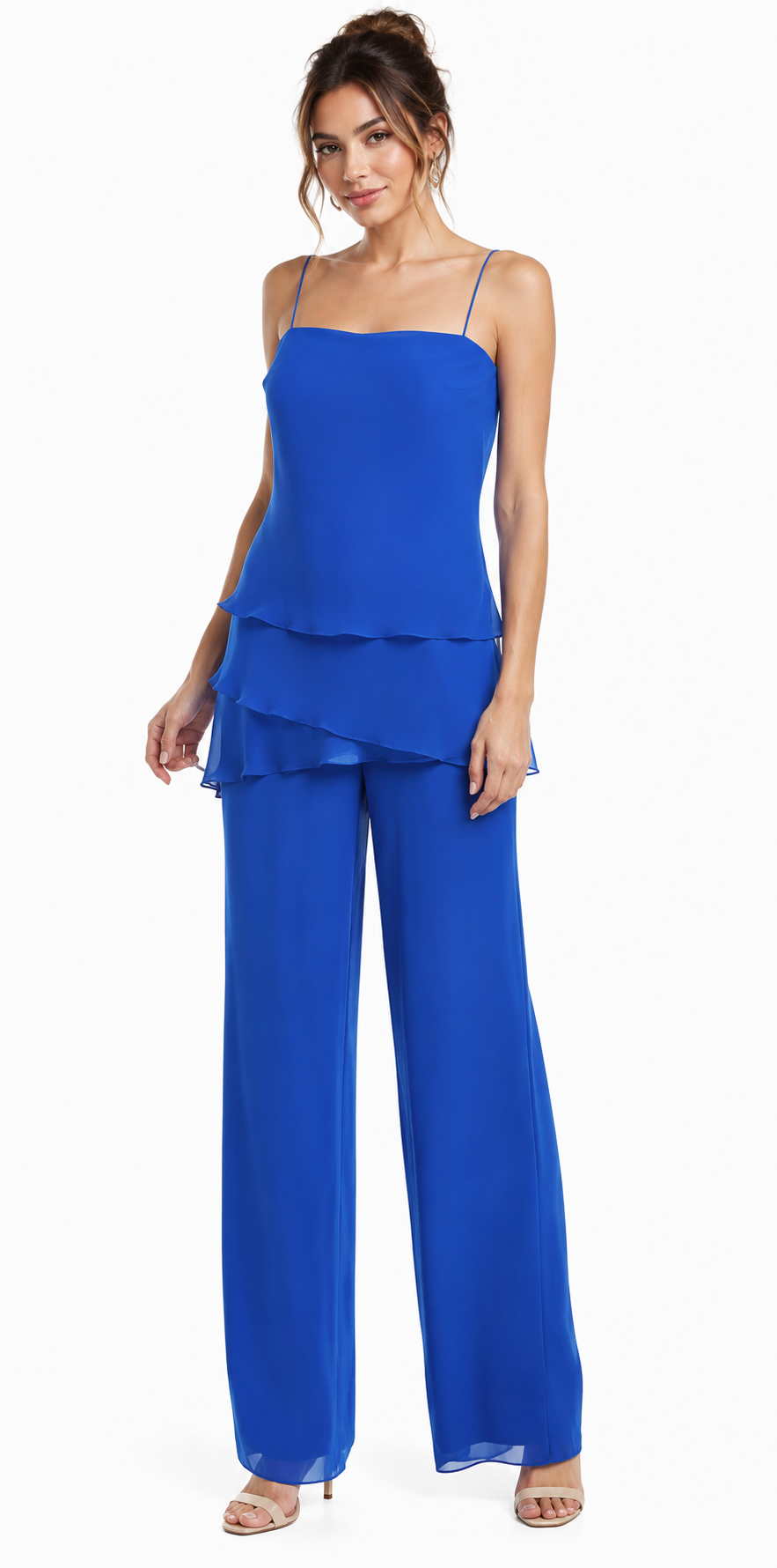 Silk Feel Suit with Draped Details