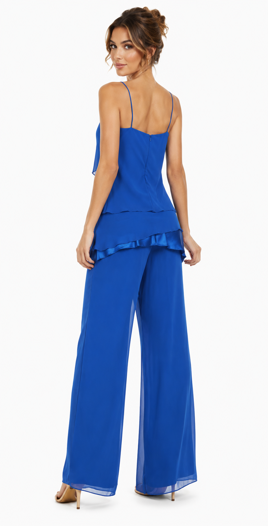 Silk Feel Suit with Draped Details