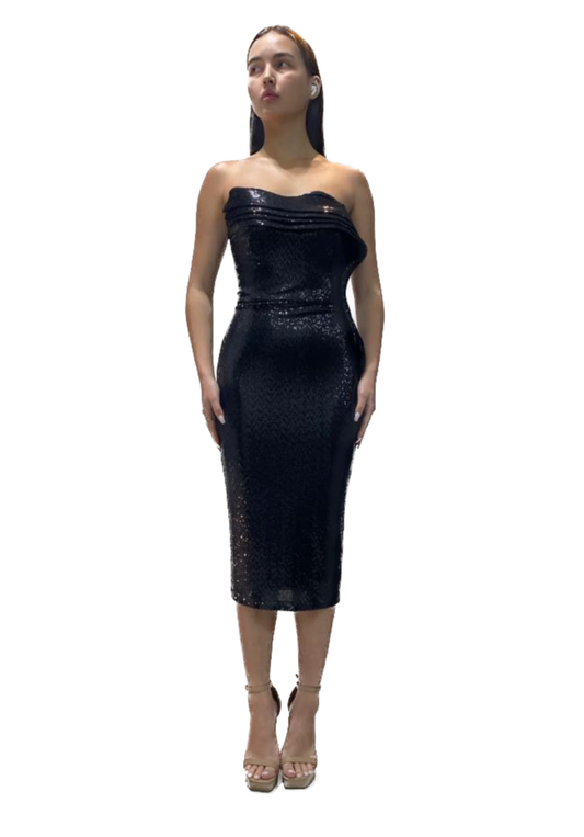 Strapless Dress with Detailed Neckline